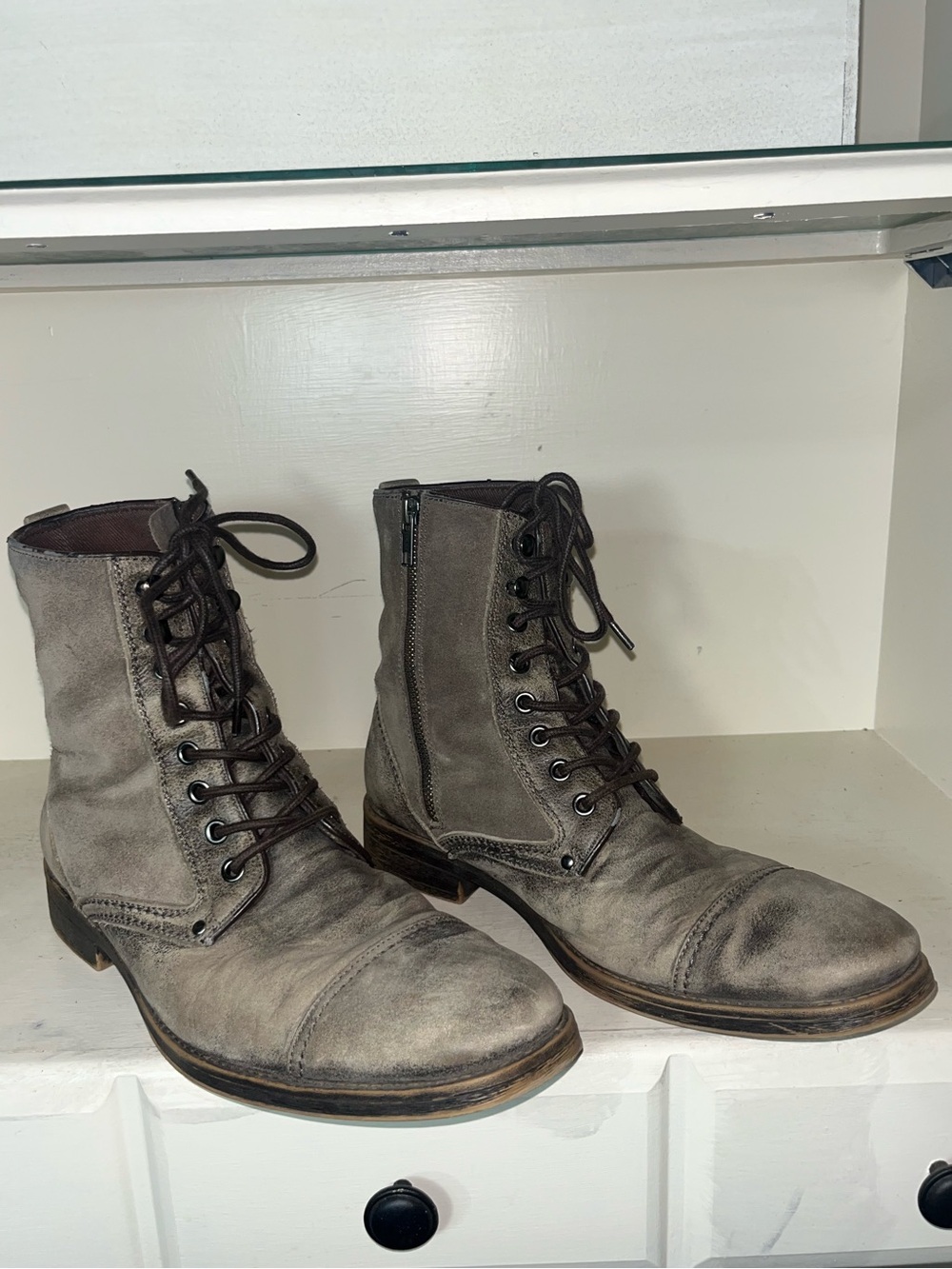Aston Grey Men’s Bowers Leather Distressed Boots Size 10